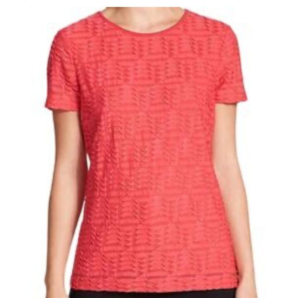 Calvin Klein Textured Short Sleeve Blouse Pink Size XL